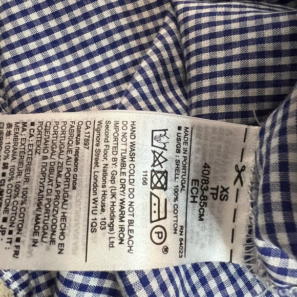Banana Republic Blue and White Gingham Tuck Sleeve, Front Tie Blouse Size XS - Picture 5 of 5